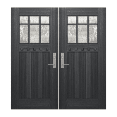 6-Lite over 3-Panel Craftsman Mahogany Exterior Double Door Slabs – Marginal Simulated Divided Lite