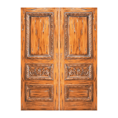 3-Panel Unique Mahogany Exterior Double Door Slabs – 33 Tuscany