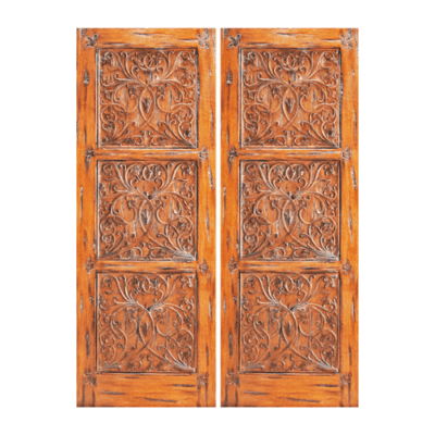3-Panel Unique Mahogany Exterior Double Door Slabs – 37 Provence