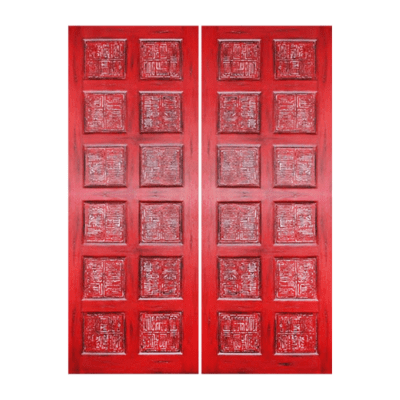 12-Panel Unique Mahogany Exterior Double Door Slabs – 48 Oriental