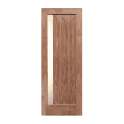 1-Lite Midcentury Modern Walnut Exterior Single Door Slab – EW-150