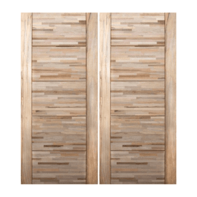 5-Panel Midcentury Modern Rustic Hardwood Exterior Double Door Slabs – FL 5 Panel