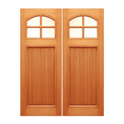 4-Lite over 1-Panel Craftsman Mahogany Exterior Double Door Slabs – HTC 40 Mahogany
