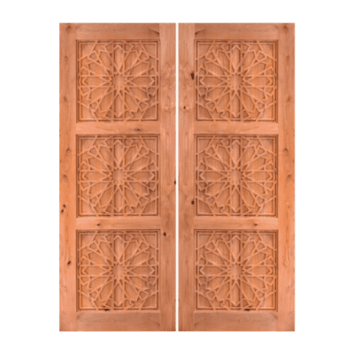 3-Panel Unique Mahogany Exterior Double Door Slabs – MR 22 Rabat
