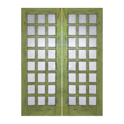 24-Lite Unique Knotty Alder Exterior Double Door Slabs – MR 25 Fez – with Florentine