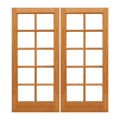 10-Lite Farmhouse Mahogany Exterior Double Door Slabs – Mah 10/5 Dual Clear