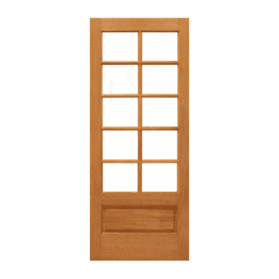 10-Lite over 1-Panel Farmhouse Mahogany Exterior Single Door Slab – Mah 10/5 P/B Dual Clear
