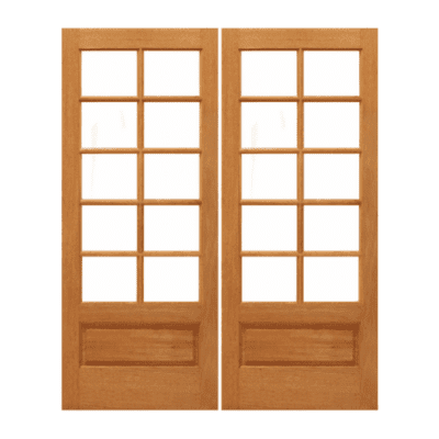 10-Lite over 1-Panel Farmhouse Mahogany Exterior Double Door Slabs – Mah 10/5 P/B Dual Clear