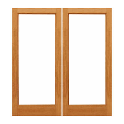 Full-Lite Classic Mahogany Exterior Double Door Slabs – Mah 1/1 Dual Clear in 84″