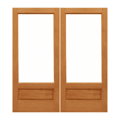 1-Lite over 1-Panel Classic Mahogany Exterior Double Door Slabs – Mah 1/1 PB Dual Clear
