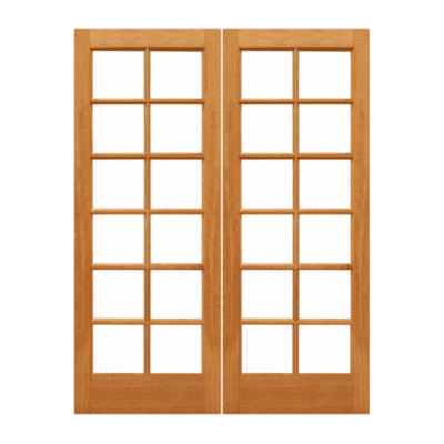 12-Lite Farmhouse Mahogany Exterior Double Door Slabs – Mah 12/6 Dual Clear