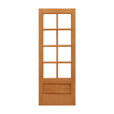 8-Lite over 1-Panel Farmhouse Mahogany Exterior Single Door Slab – Mah 8/4 P/B Dual Clear