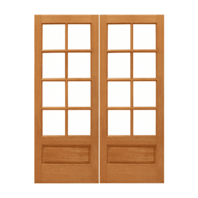 8-Lite over 1-Panel Farmhouse Mahogany Exterior Double Door Slabs – Mah 8/4 P/B Dual Clear