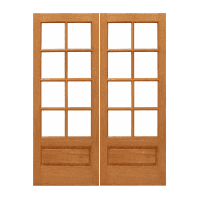8-Lite over 1-Panel Farmhouse Mahogany Exterior Double Door Slabs – Mah 8/4 P/B Dual