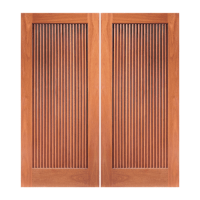 1-Panel Unique Mahogany Exterior Double Door Slabs – Model 15