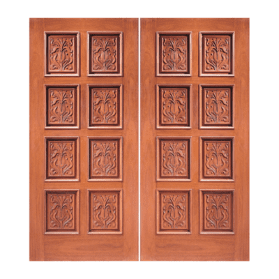 8-Panel Unique Mahogany Exterior Double Door Slabs – Model 2