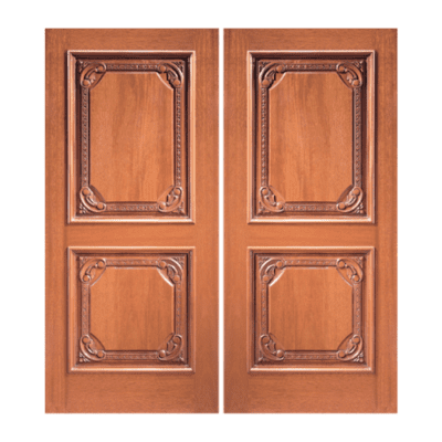 2-Panel Unique Mahogany Exterior Double Door Slabs – Model 610