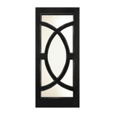 7-Lite Midcentury Modern Mahogany Exterior Single Door Slab – Beveled Glass – Model 695C