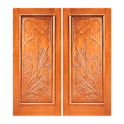 1-Panel Unique Mahogany Exterior Double Door Slabs – Model 7