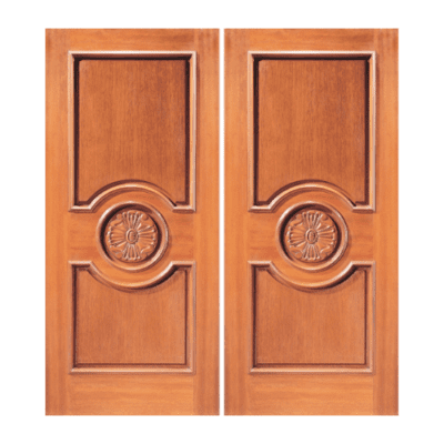 2-Panel Unique Mahogany Exterior Double Door Slabs – Model 8