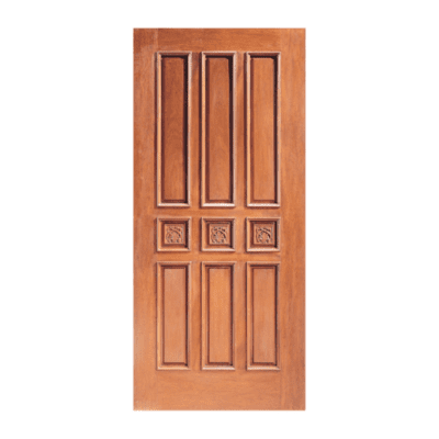 9-Panel Unique Mahogany Exterior Single Door Slab – Model 9