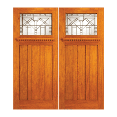 1-Lite over 3-Panel Craftsman Mahogany Exterior Double Door Slabs – Model AC 701 A