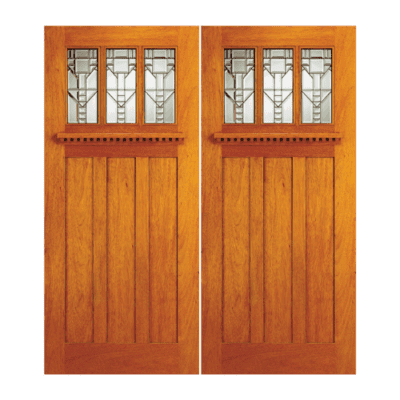 3-Lite over 3-Panel Craftsman Mahogany Exterior Double Door Slabs – Model AC 701 B