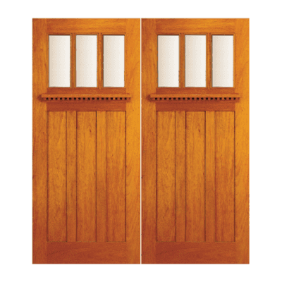 3-Lite over 3-Panel Craftsman Mahogany Exterior Double Door Slabs – Model AC 701 Bevel
