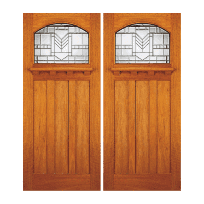 1-Lite over 3-Panel Craftsman Mahogany Exterior Double Door Slabs – Model AC 705 A