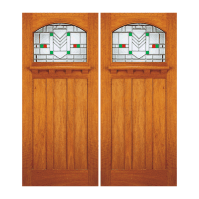 1-Lite over 3-Panel Craftsman Mahogany Exterior Double Door Slabs – Model AC 705 C