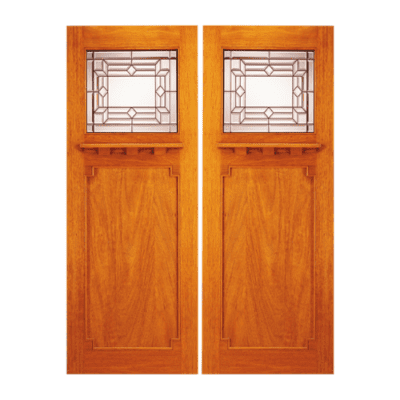 1-Lite over 1-Panel Craftsman Mahogany Exterior Double Door Slabs – Model AC 707 A