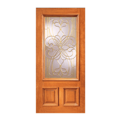 1-Lite over 2-Panel Classic Mahogany Exterior Single Door Slab – Model X 210