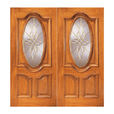 1-Lite over 2-Panel Classic Mahogany Exterior Double Door Slabs – Model X 285