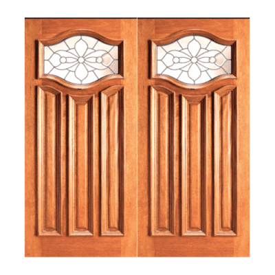 1-Lite over 3-Panel Classic Mahogany Exterior Double Door Slabs – Model X 780