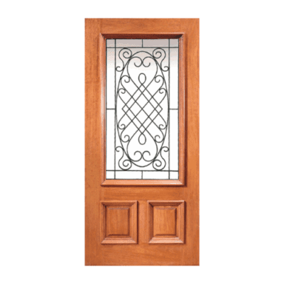 1-Lite over 2-Panel Classic Mahogany Exterior Single Door Slab – Model XR 201
