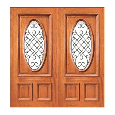 1-Lite over 2-Panel Classic Mahogany Exterior Double Door Slabs – Model XR 301