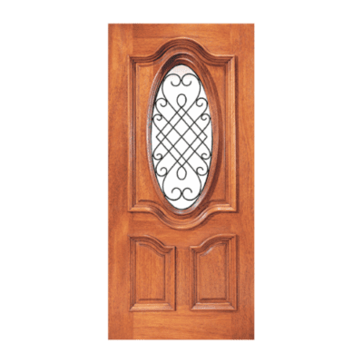 1-Lite over 2-Panel Classic Mahogany Exterior Single Door Slab – Model XR 351