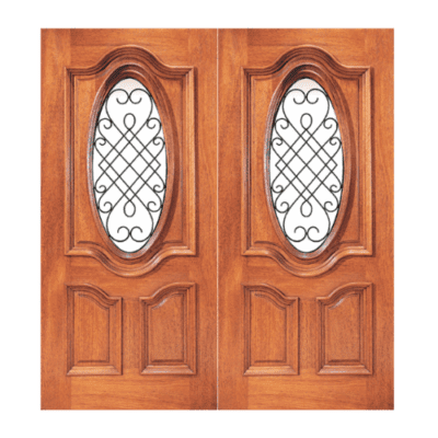 1-Lite over 2-Panel Classic Mahogany Exterior Double Door Slabs – Model XR 351
