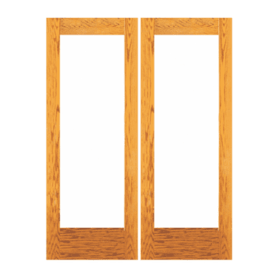 Full-Lite Classic Oak Exterior Double Door Slabs – Oak 1/1 Dual Clear