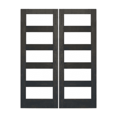 5-Lite Midcentury Modern Mahogany Exterior Double Door Slabs – RB 10 Dual Clear