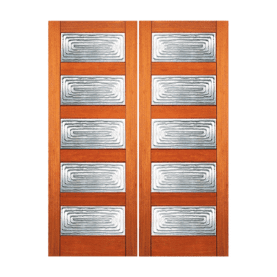 5-Lite Midcentury Modern Mahogany Exterior Double Door Slabs – RB 12 Infinity