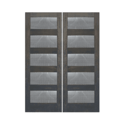 5-Lite Midcentury Modern Mahogany Exterior Double Door Slabs – RB 14 Perforated