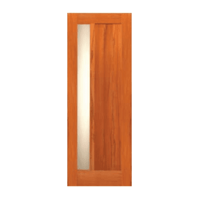 1-Lite Midcentury Modern Rustic Hardwood Exterior Single Door Slab – Retro 13