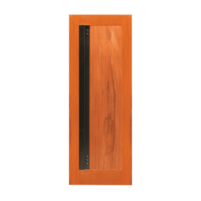 1-Lite Midcentury Modern Rustic Hardwood Exterior Single Door Slab – Retro 18