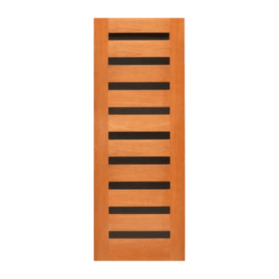 9-Lite Midcentury Modern Rustic Hardwood Exterior Single Door Slab – Retro 19