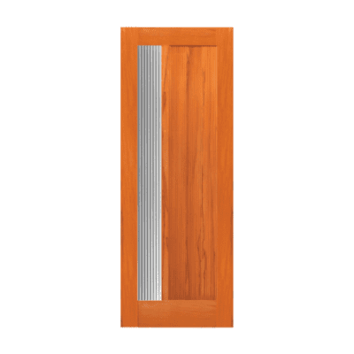 1-Lite Midcentury Modern Rustic Hardwood Exterior Single Door Slab – Retro 22