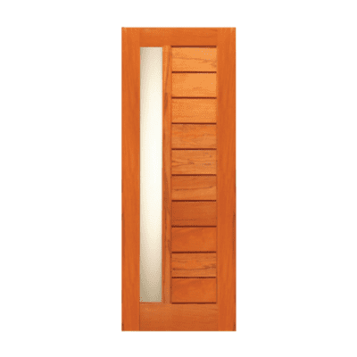 1-Lite Midcentury Modern Rustic Hardwood Exterior Single Door Slab – Retro 24