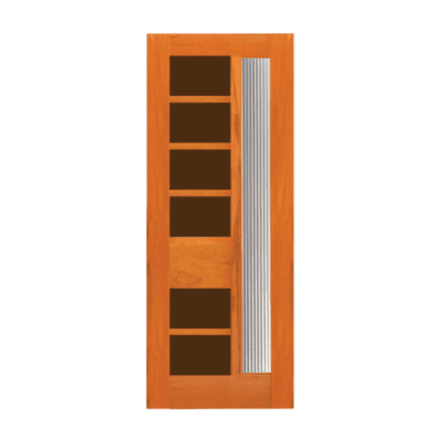 1-Lite Midcentury Modern Rustic Hardwood Exterior Single Door Slab – Retro 30