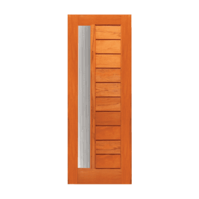 1-Lite Midcentury Modern Rustic Hardwood Exterior Single Door Slab – Retro 31