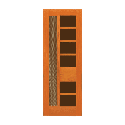 1-Lite Midcentury Modern Rustic Hardwood Exterior Double Door Slabs – Retro 32